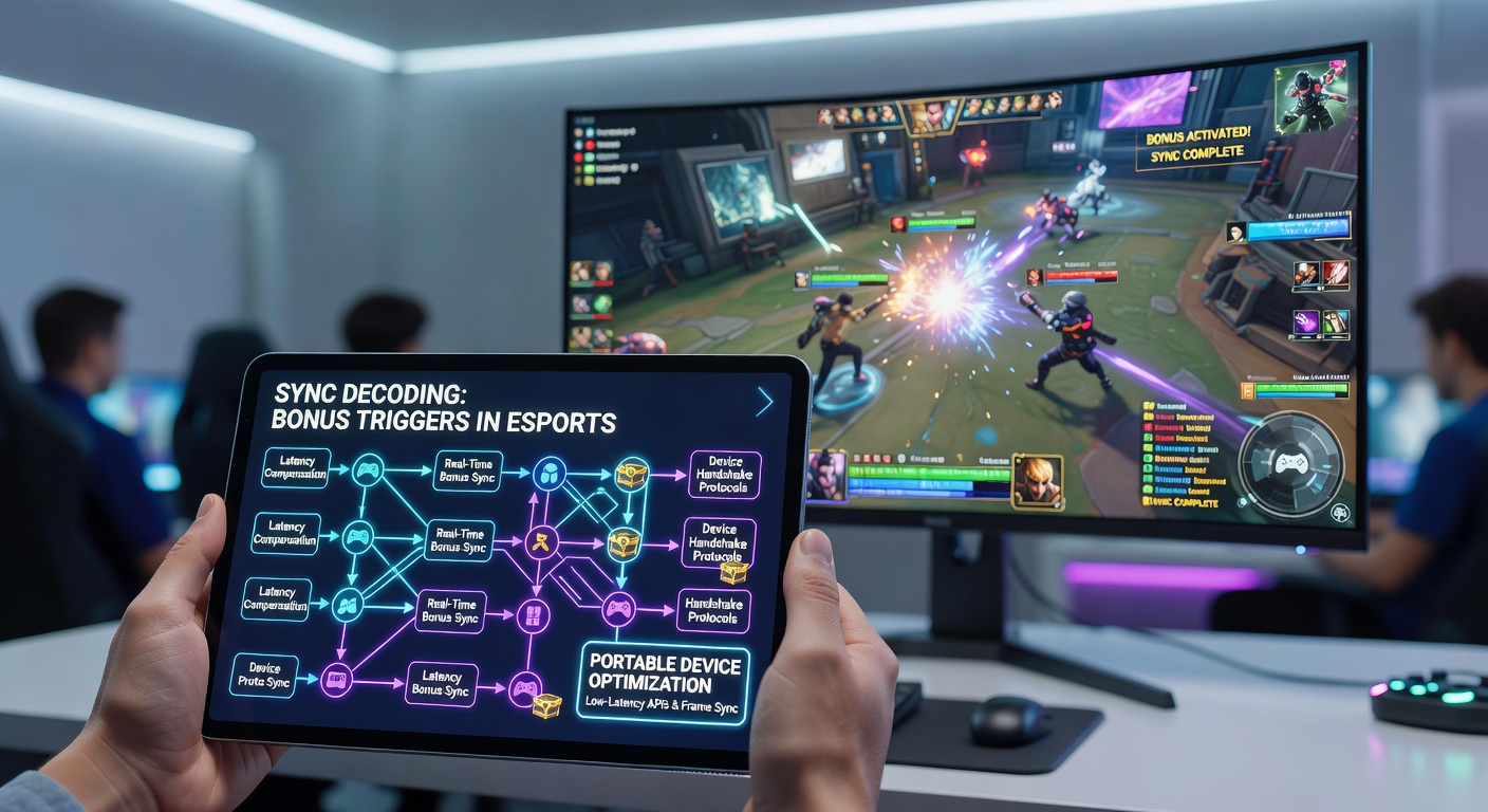 Illustration von Edge-Computing und Echtzeit-Synchronisation bei Esports-Boni auf Smartphones