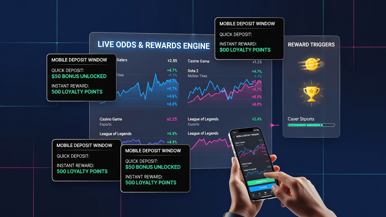 Darstellung von Belohnungstriggern und Quotenschwankungen in mobilen Casino- und Esports-Apps